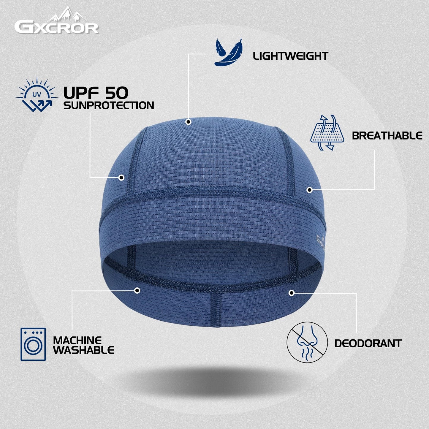 GXCROR 3 Pack Cooling Skull Cap with Sweat-Wicking & Anti-Odor Technology Quick-Dry Helmet Liner for Cycling Motorcycle