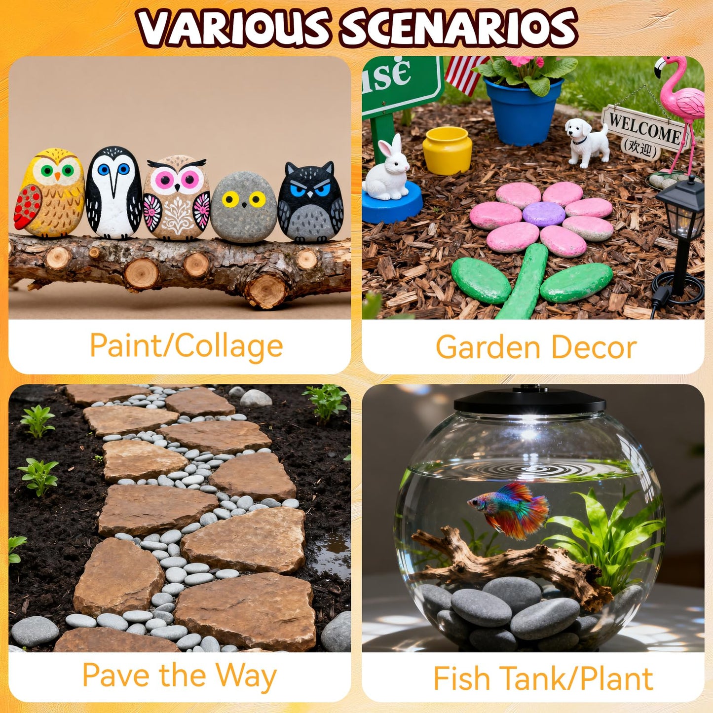 Reeplan 16PCS Rocks for Painting, 3-4 Inches Natural Smooth River Rocks for Painting, Flat Stones for Crafts and Decorations, Kindness Stones for DIY Arts(16)