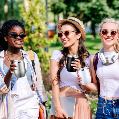 Sieral 40 Pack Insulated Wine Tumblers Bulk 12oz Stainless Steel Wine Cups with Lids & Straws, Double Wall Vacuum Coffee Tumbler for Wedding Party, Employee Teacher Nurse Gifts(Black, White, Silver)