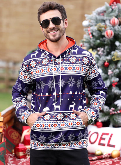 Arvilhill Mens Ugly Christmas Hoodies Adult 3D Graphic Print Holiday Jumper Tacky Funny Reindeer Sweatshirts Adult L