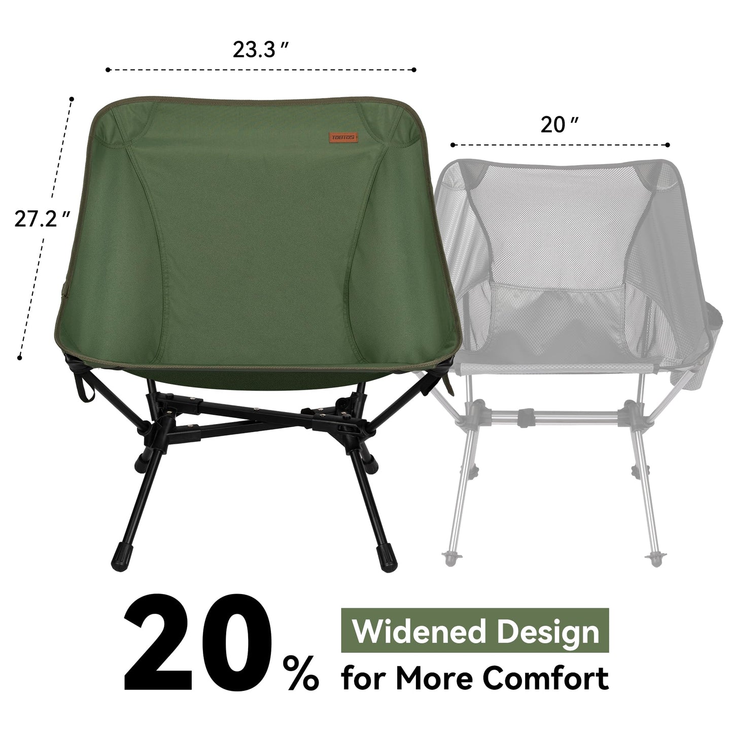 TOBTOS Ultralight Camping Chair, Portable Folding Backpacking Chair, Compact Camping Chair with Carry Bag for Outdoor Camp Hiking Backpack Beach Travel (Green)