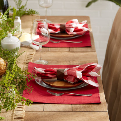 DII 100% Cotton Ribbed Everyday Basic Placemat (Set of 6), 13 x 9, Cardinal Red
