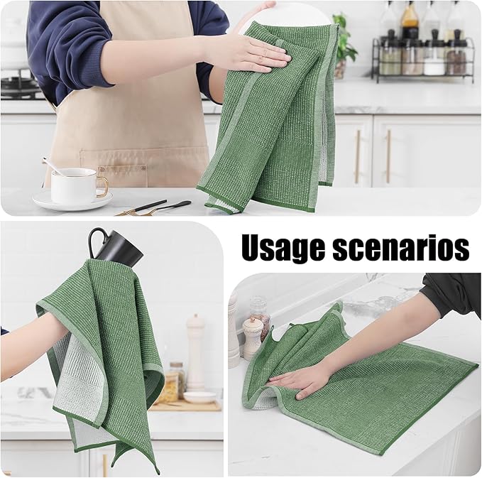 Homaxy Premium Kitchen Towels, Large Cotton Kitchen Hand Towels, Flat and Terry