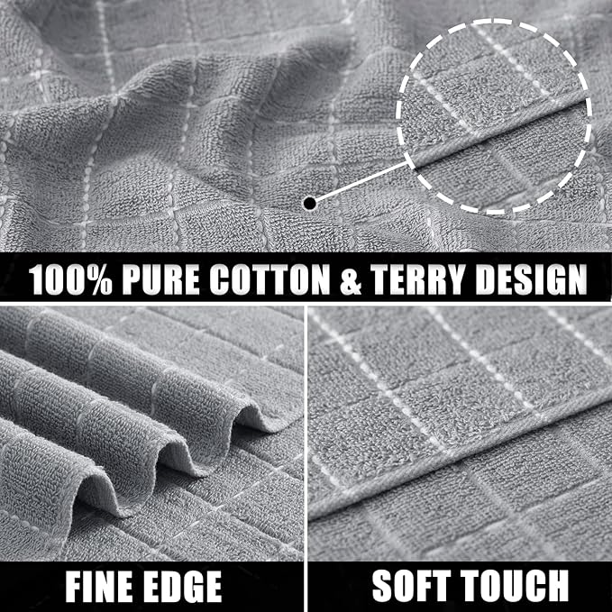Mordimy 100% Cotton Terry Cloth Kitchen Towels, Super Soft and Absorbent Dish