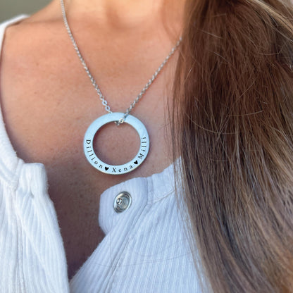 Jenna Rose Ring Necklace Personalized Necklace Washer Necklace Mom Gift Mother's Day Gift Personalized Names Kid Name Gift for Her Ring Necklace Personalized Jewelry Jenna Necklace JENNA-RING