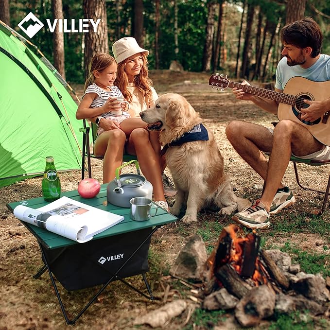 VILLEY Portable Camping Side Table, Ultralight Aluminum Folding Beach Table