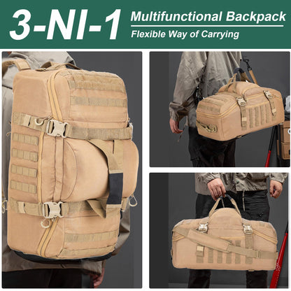 Gym Bag, 3-in-1 Duffel Backpack, Travel & Sports Bag for Outdoor, Tactical, Camping & Hunting – Weekend & Overnight Gear