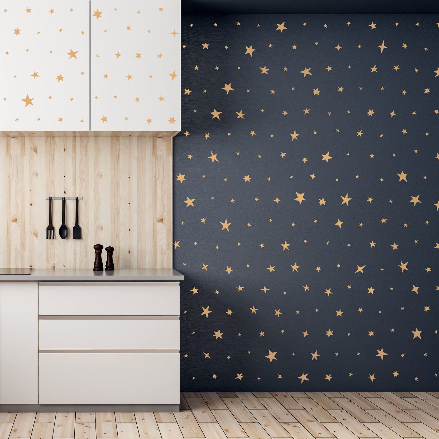 SHYJSHYJ 244 Pcs Metallic Gold Vinyl Stars Wall Decals, Peel and Stick Celestial Sparkles Wall Stickers for Nursery Bedroom Livingroom Whimsical Home Wall Art Decor