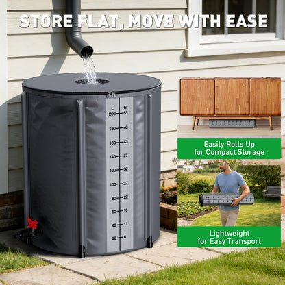 Yesker Collapsible Rain Barrel, 132 Gallon Portable Rainwater Collection System, 550D PVC Water Storage Tank, Rain Catcher with Spigots Filter Overflow Kit, Grey