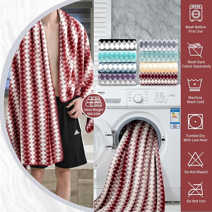 8 Piece Bathroom Towel Set |2 Oversized Bath Towels, 2 Hand Towels, 4