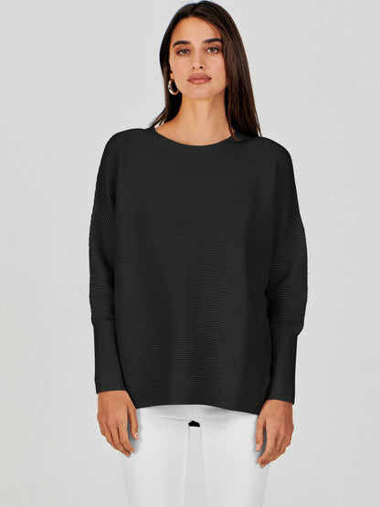 ANRABESS Womens Oversized Batwing Long Sleeve Ribbed Knit Sweaters 2025 Fall Outfits