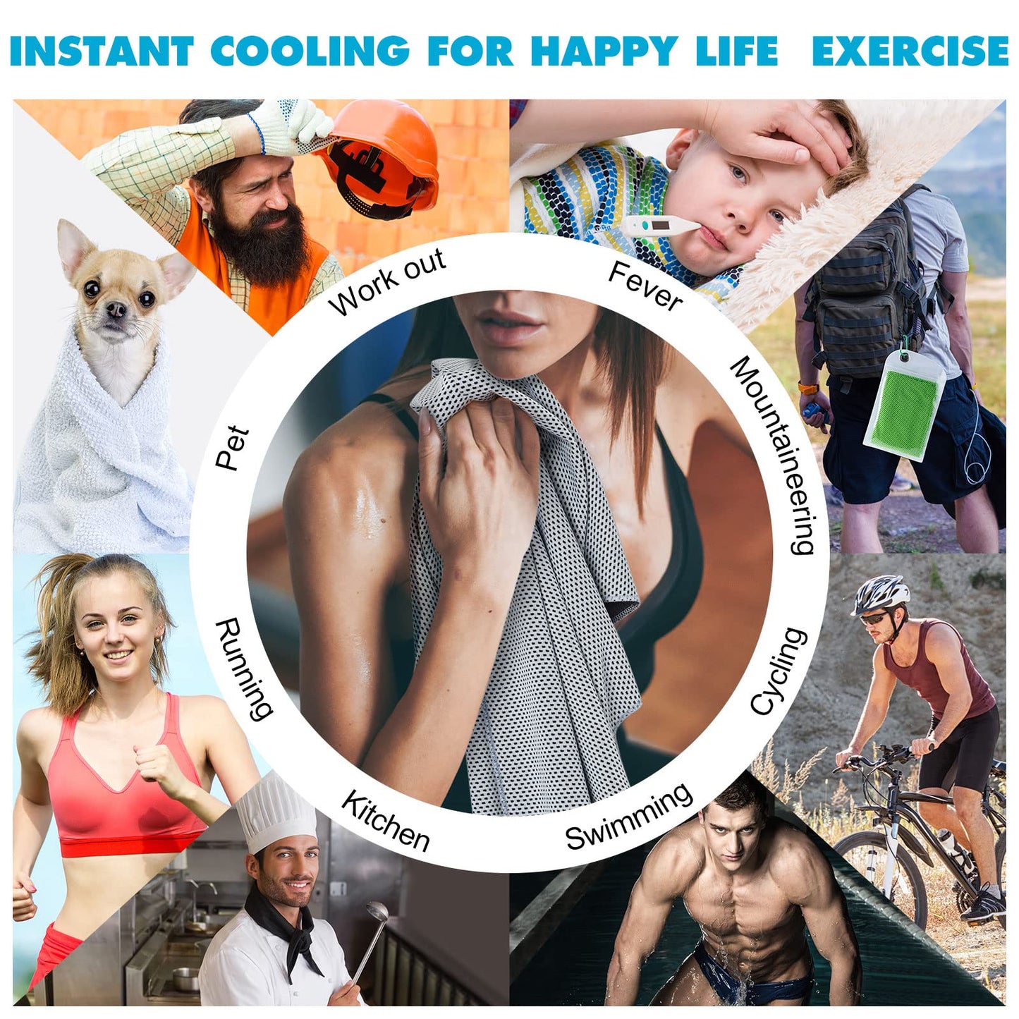Honoson 20 Pack Cooling Towels,35 x 12 Inch Ice Breathable Soft Chilly Sweat Rag Microfiber Workout Rags for Gym Cooling Towels for Neck and Face for Yoga Golf Sport Running Gym Workout