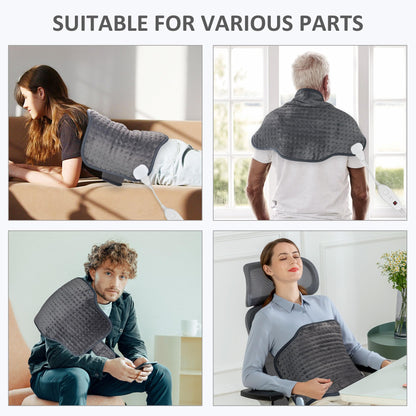 Snailax Heating Pad & Foot Warmer with 6 Temperature Settings & Auto Shut Off, 17”x33”, Washable Fast Heated Pads for Back Pain Relief,Abdomen,Feet,Back,Cramp(Grey)