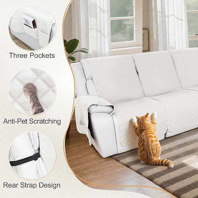 HDCAXKJ 100% Waterproof Reclining Sectional Couch Covers L Shape Recliner Sofa