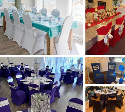 iEventStar Stretch Polyester Dining Chair Cover Slipcover for Wedding Banquet Party Dining Room (Red)