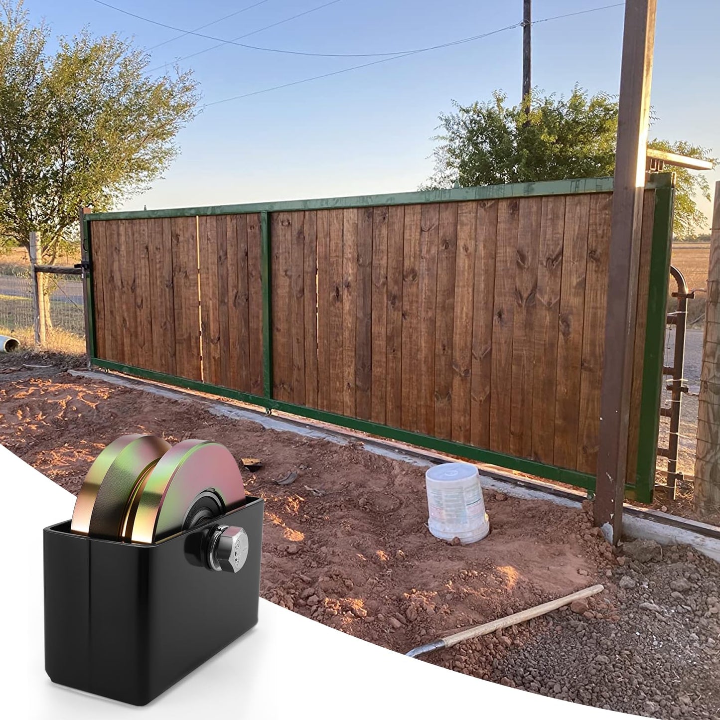 Soiiw 4" V Groove Sliding Gate Rollers Wheel 2 PCS Slide Wheels 1-3/4" Width 45# Solid Steel with Welded Bracket Double Bearing 3000 Lbs Capacity for Driveway Fence & Industrial Sliding Gates