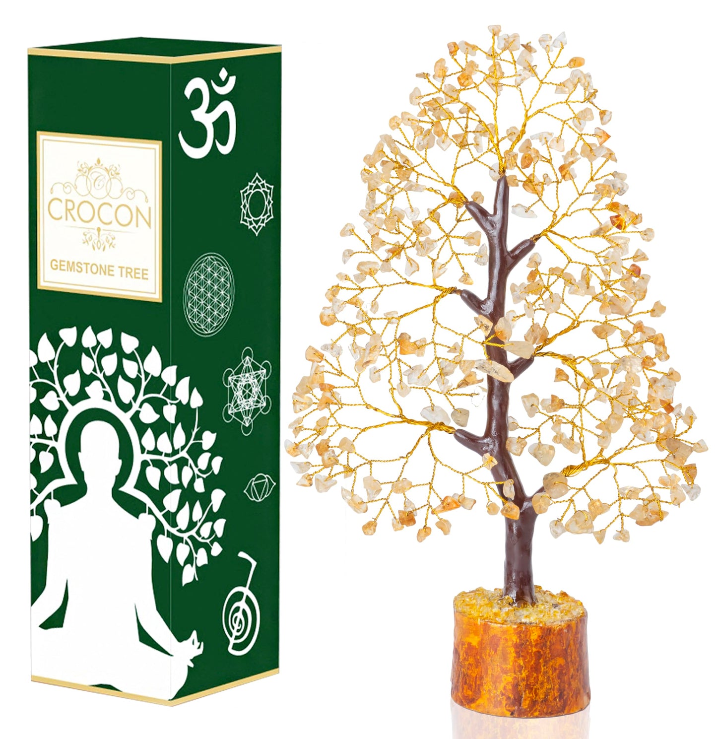Crocon® Citrine Crystals Tree, Gifts, Birthday Gifts for Women, House Warming Gift New Home Decor, Healing Crystals Spiritual Present, Mom Birthday Gift Her, Decor, Gemstones Money Tree Positivity