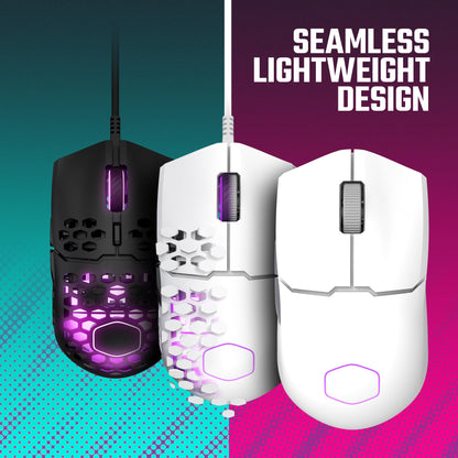 Cooler Master MM712 Wireless Gaming Mouse Black with Adjustable 19,000 DPI, 2.4GHz and Bluetooth , Ultraweave Cable, PTFE Feet, RGB Lighting and MasterPlus+ Software