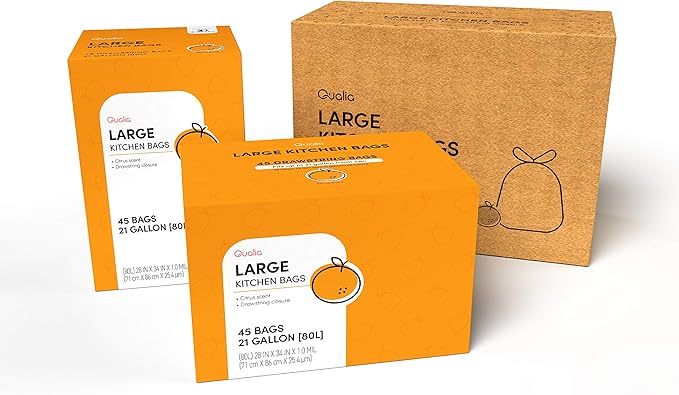QUALIAZERO CITRUS SCENTED 21 Gal / 80 Liter | Drawstring Closure Trash Bag |