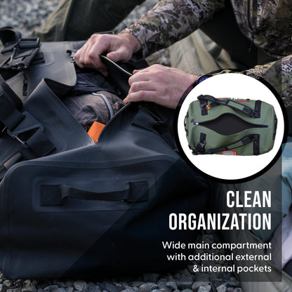 Uncharted Supply Co. The Vault Waterproof Duffel Bag - Airtight bag with Backpack Straps, Carry-On Size, Perfect for travel, boating, camping, recreation. (Gunmetal, 65L)