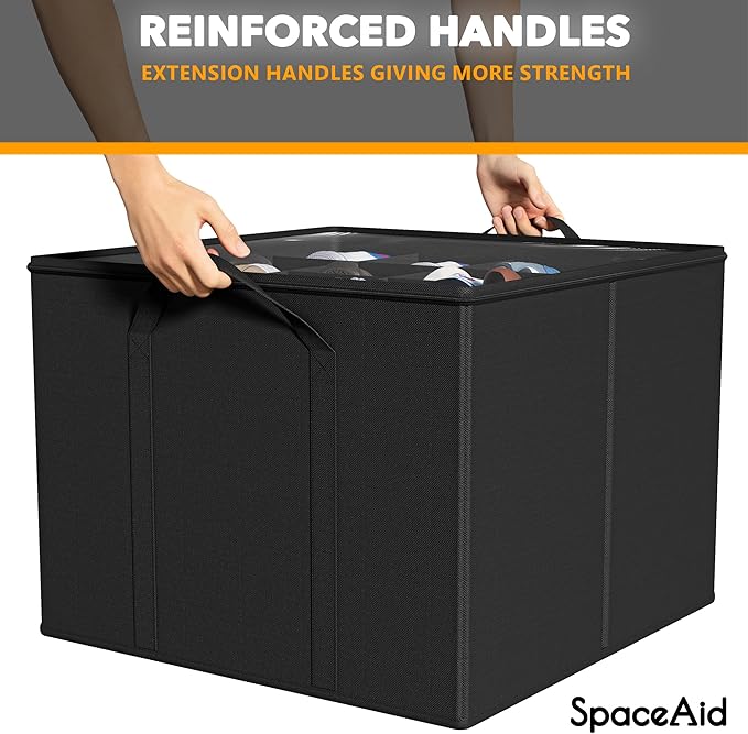 SpaceAid Shoe Organizer for Closet, 2 Pack Foldable Shoe Storage Containers