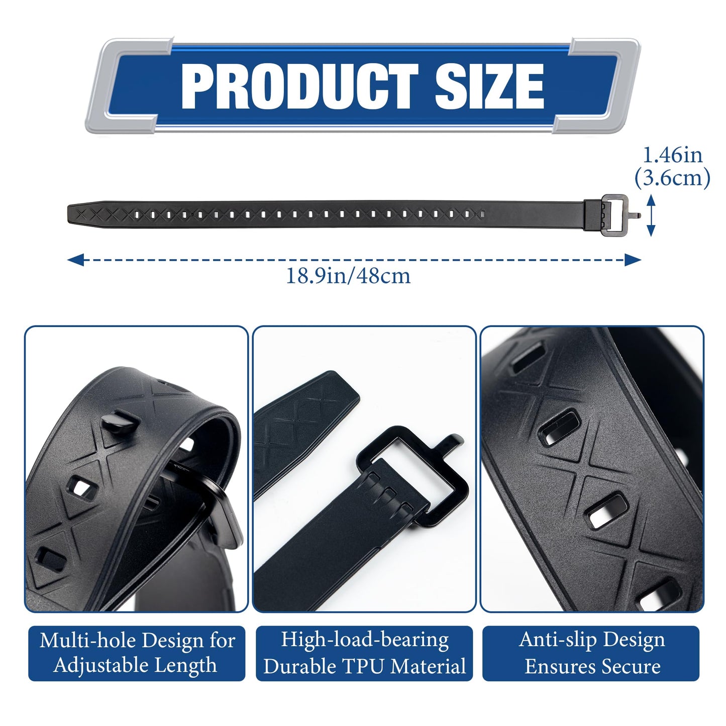 Starry 4pcs TPU Utility Straps Adjustable Durable Elastic Straps with Buckle Strong Tie Batch Tested 70 lb Fastening Lashing Securing Tool for Skis Moto Gear Trucks Cargo Garden Hoses 18.9" Length