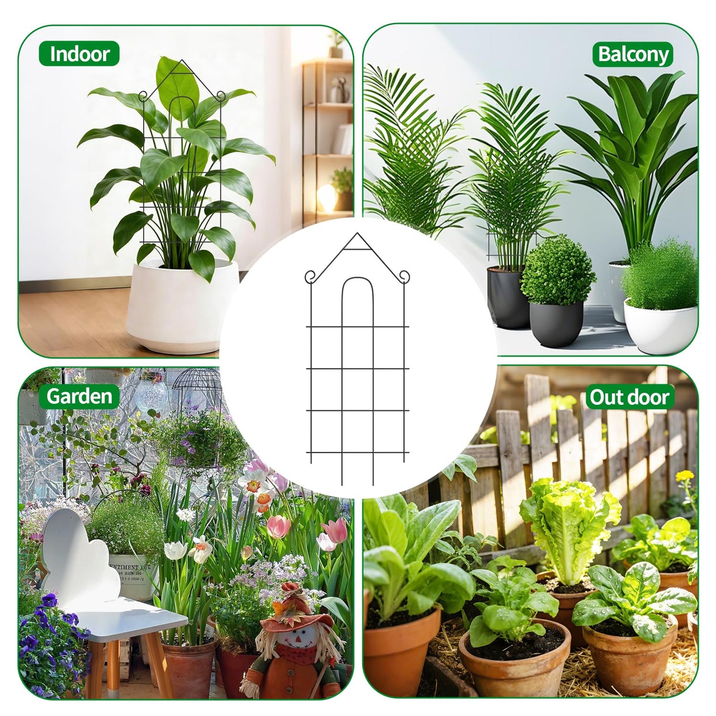 DOLEMODUO 32" Plant Trellis, 6 Pack Metal Garden Trellis for Potted Plants Indoor/Outdoor, Rust-Proof Sturdy Steel Trellis for Climbing Plants, Monstera, Tomatoes, Cucumbers