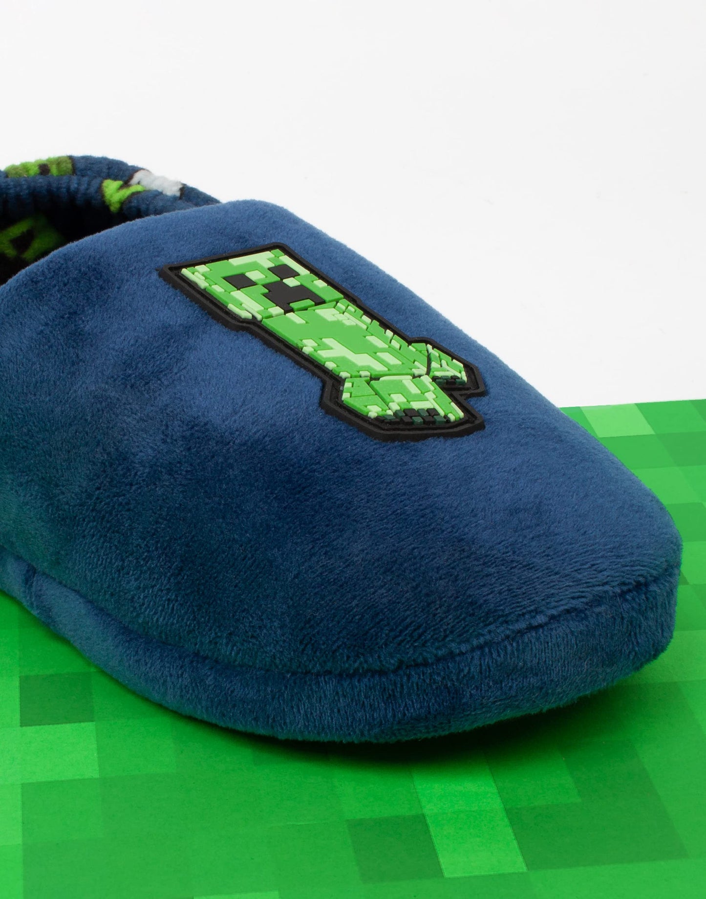Minecraft Slippers for Boys | Various Styles Kids Blue Navy Black Sequin Creeper Boys House Shoes | Children & Teens Gaming Footwear Merchandise