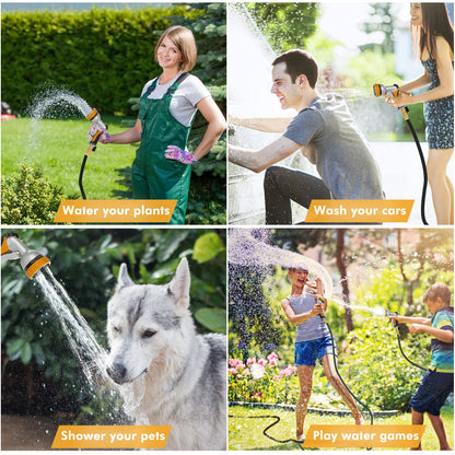 RESTMO Hose Pipe Spray Gun, Heavy Duty Garden Hose Spray Gun, High Pressure Hose Nozzle, Metal Hand Sprayer with 7 Patterns and Water Flow Control, Ideal to Water Plant & Lawn, Wash Car & Pet, Yellow