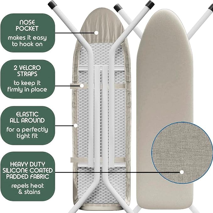 Hearth & Harbor Ironing Board Cover and Pad 15x54 Full Size, Thick Heavy Duty