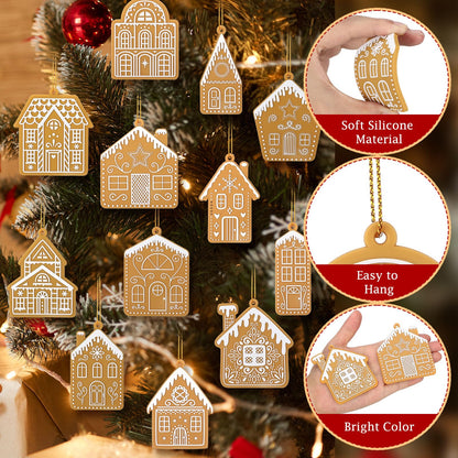 Yookeer 36 Pcs Christmas Tree Ornaments Home Design Gingerbread House Christmas Ornaments Gingerbread Theme Xmas Hanging Decorations Large House Shaped Tree Cookie Decorations (Classic Style)