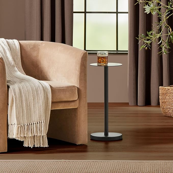 mDesign Glass Top Side/End Drink Table