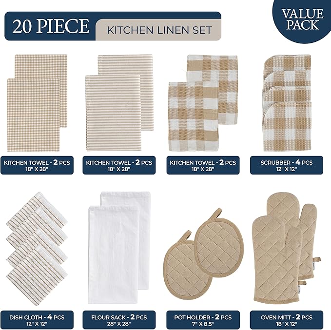 LANE LINEN 20 Piece Kitchen Dish Cloths Set