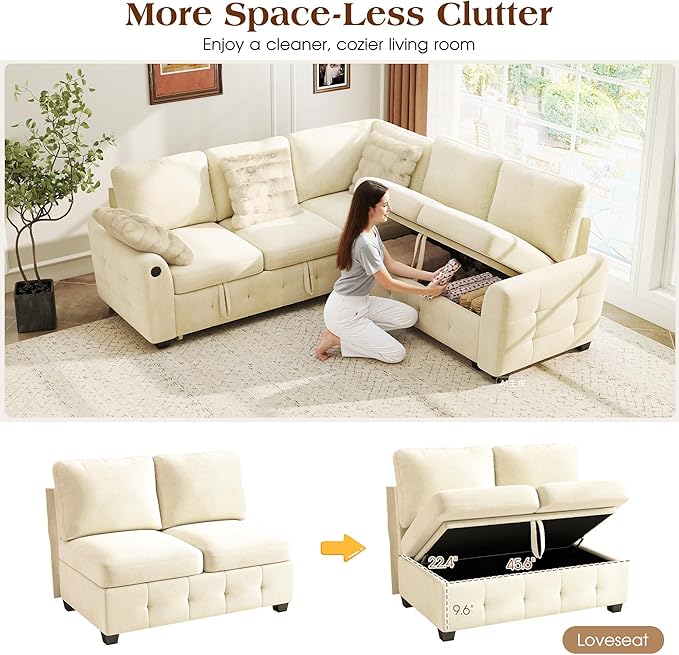 Ihanherry L-Shaped Sectional Sofa Bed