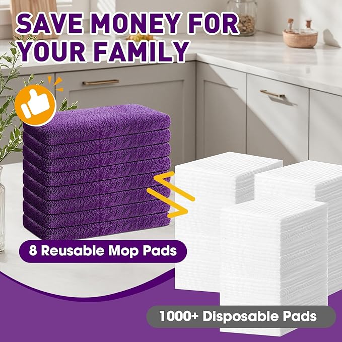 Microfiber Mop Pads, Dry Flat mop Cover & Washable Wet Pads Refill