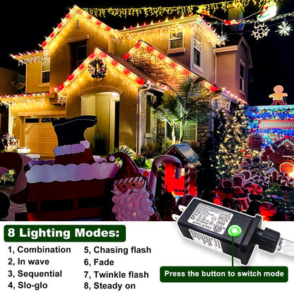 Icicle Christmas Lights Outdoor, 33ft 400 LED Icicle Lights for Outside, Plug in Twinkle Lights Indoor with 8 Modes Timer Waterproof for House Holiday Decor Wedding Christmas Decorations (Warm White)