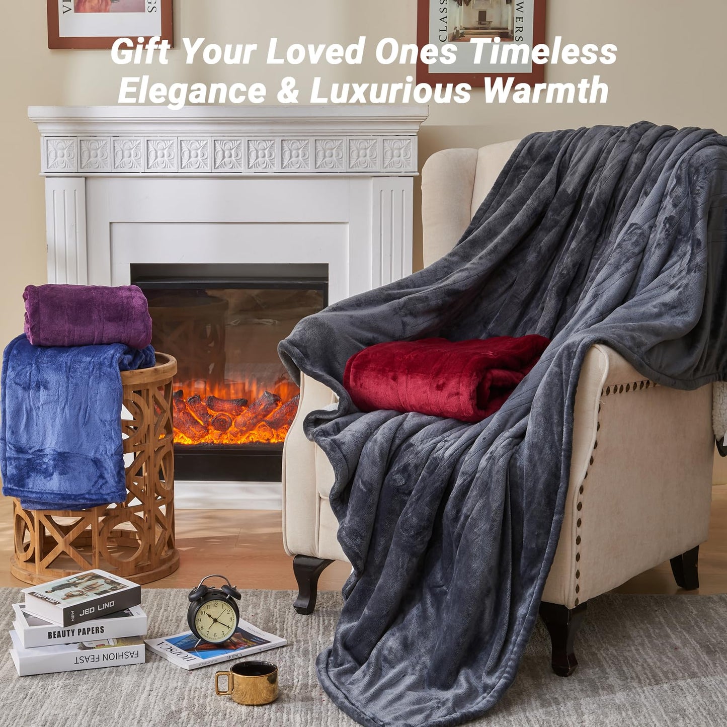 Electric Heated Blanket Queen Size 84''x90'' Soft Flannel & Sherpa Electric Blanket with 10 Heating Levels, Automatically Shut Down After 8h with Overheat Protection Machine Washable