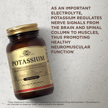 Solgar Potassium Tablets - Essential Electrolyte - Supports Nerve and Muscle Function - For Normal Blood Pressure - Vegan - 100 count (pack of 1)