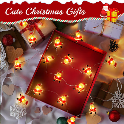 Coquimbo Christmas Decorations Indoor Lights, 10FT 30 LED Christmas Santa Claus Fairy String Lights Battery Operated for Xmas Tree Party Festive Holiday Christmas Gifts Cute Room Decor