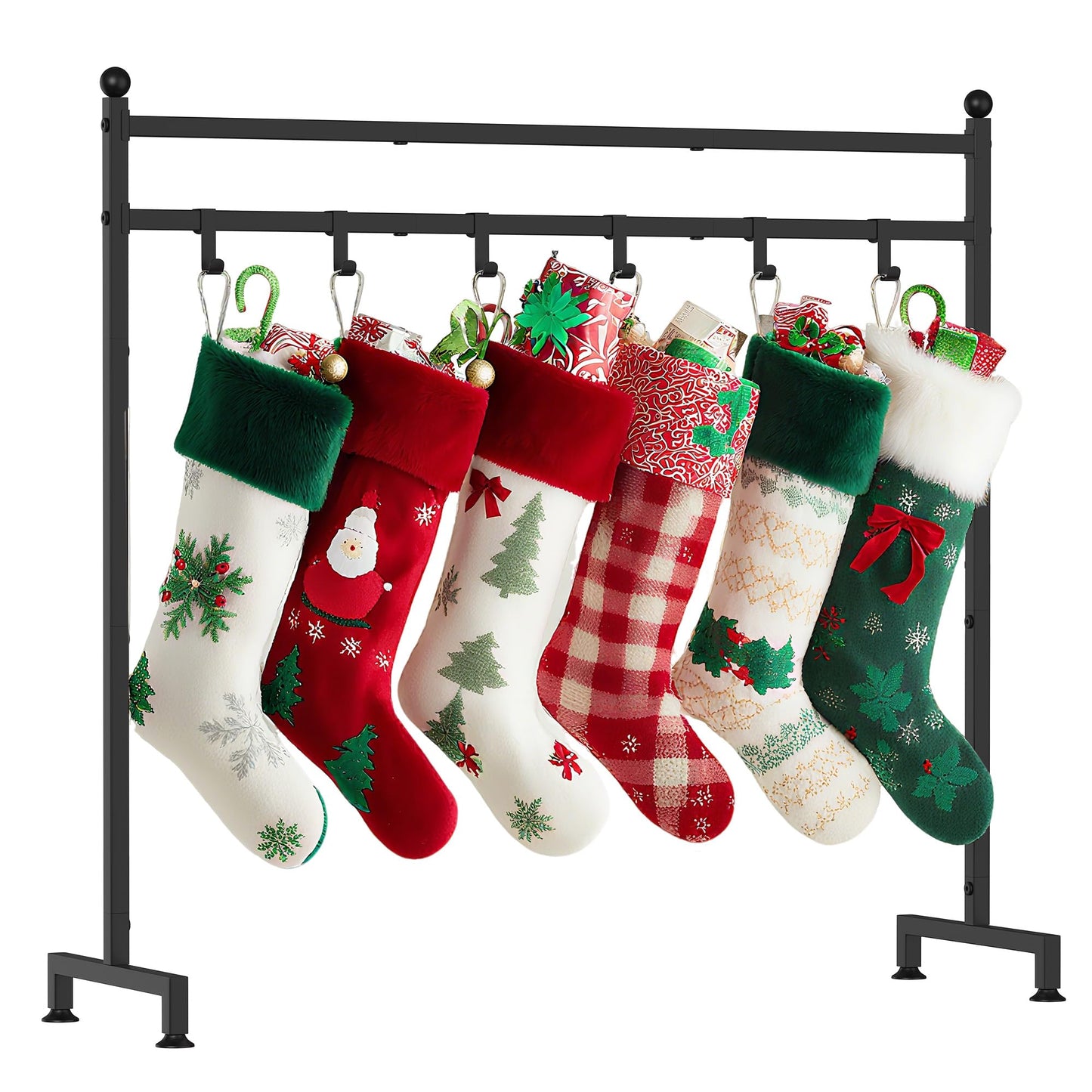 Livilord Christmas Stocking Holder Stand with 8 Hook, Heavy Duty Freestanding Christmas Stocking Stand for Floor, Metal Holiday Decor Hanger Display for Fireplace Xmas Holiday Decoration