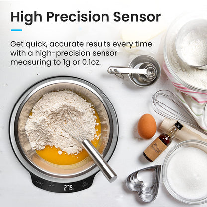 Pro Breeze Kitchen Scales Digital - Stainless Steel Digital Scales Kitchen High Precision Kitchen Weigh Scale for Baking and Cooking in g/ml/fl oz/lb oz