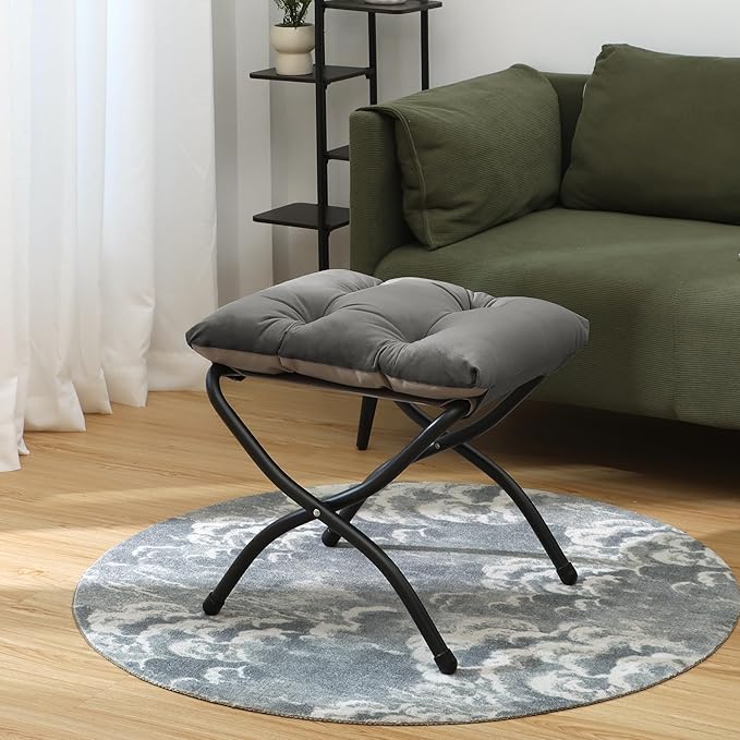 15" Folding Ottoman, Foldable Footrest Stool, Portable Small Foot Stool