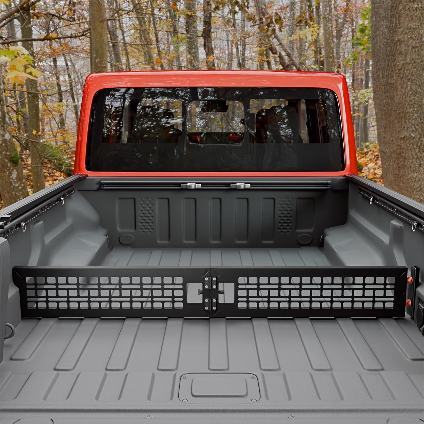 Maxzina Truck Bed Divider Compatible with 2020-2025 2026 Jeep Gladiator Cargo Divider Trunk Organizer Aluminum Alloy Luggage Divider Replacement with Molle Panel for 2024 Gladiator Accessories