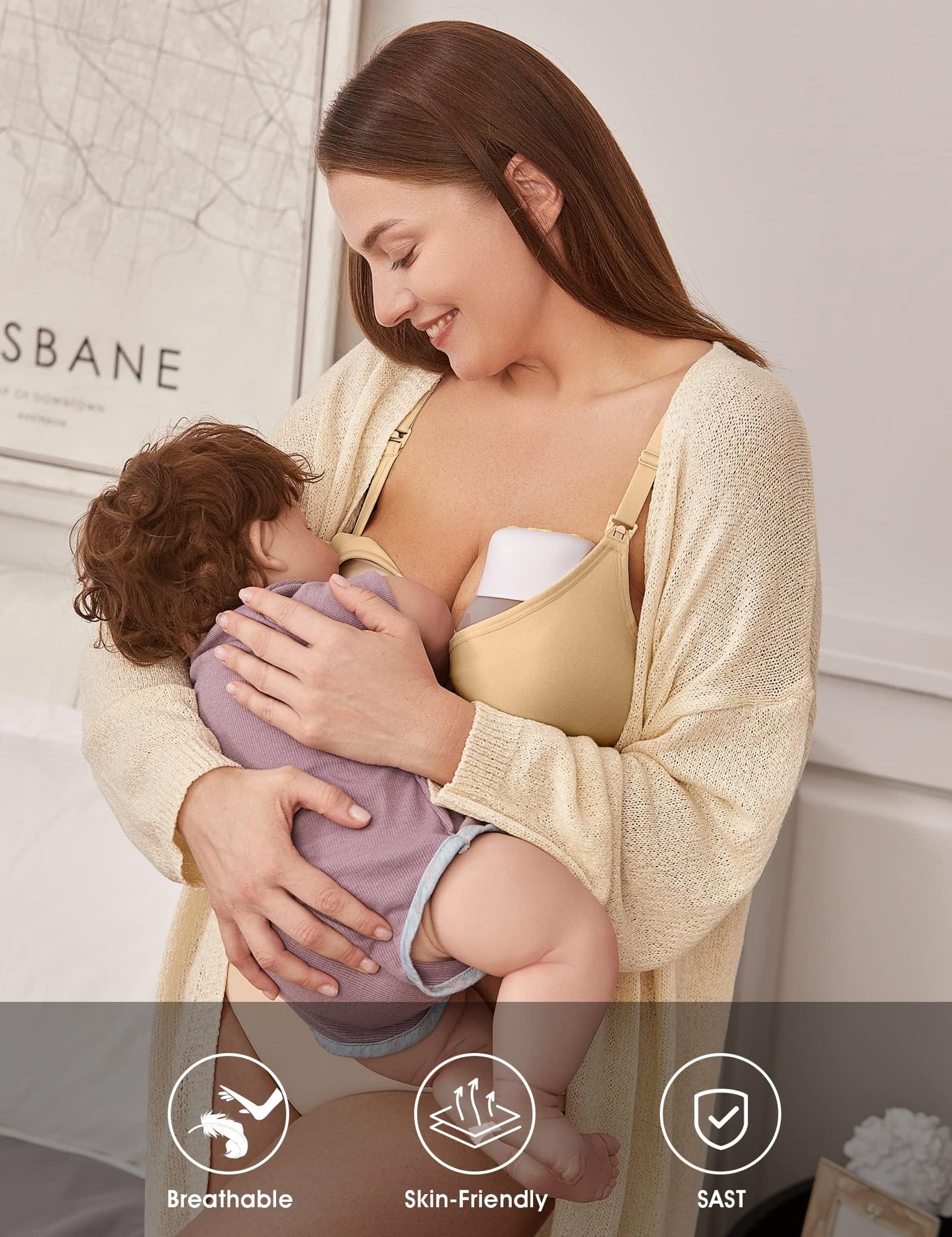 HOFISH Maternity Nursing Bras Seamless 3 Pack Sleep Bralette for Breastfeeding with Free Bra Extenders & Clips L