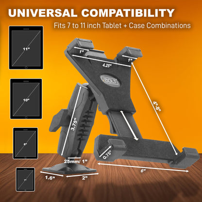 iBOLT TabDock Bizmount AMPs - Heavy Duty Drill Base Tablet Holder/Mount for All 7" - 11" Tablets- Great for Commercial Vehicles, Trucks, and Wall Mounting- Features 1 inch / 25mm Ball Joint