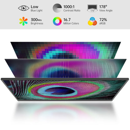 MNN Portable Monitor 15.6inch FHD 1080P USB C HDMI Gaming Ultra-Slim IPS Display w/Smart Cover & Speakers,HDR Plug&Play, External Monitor for Laptop PC Phone Mac (15.6'' 1080P)