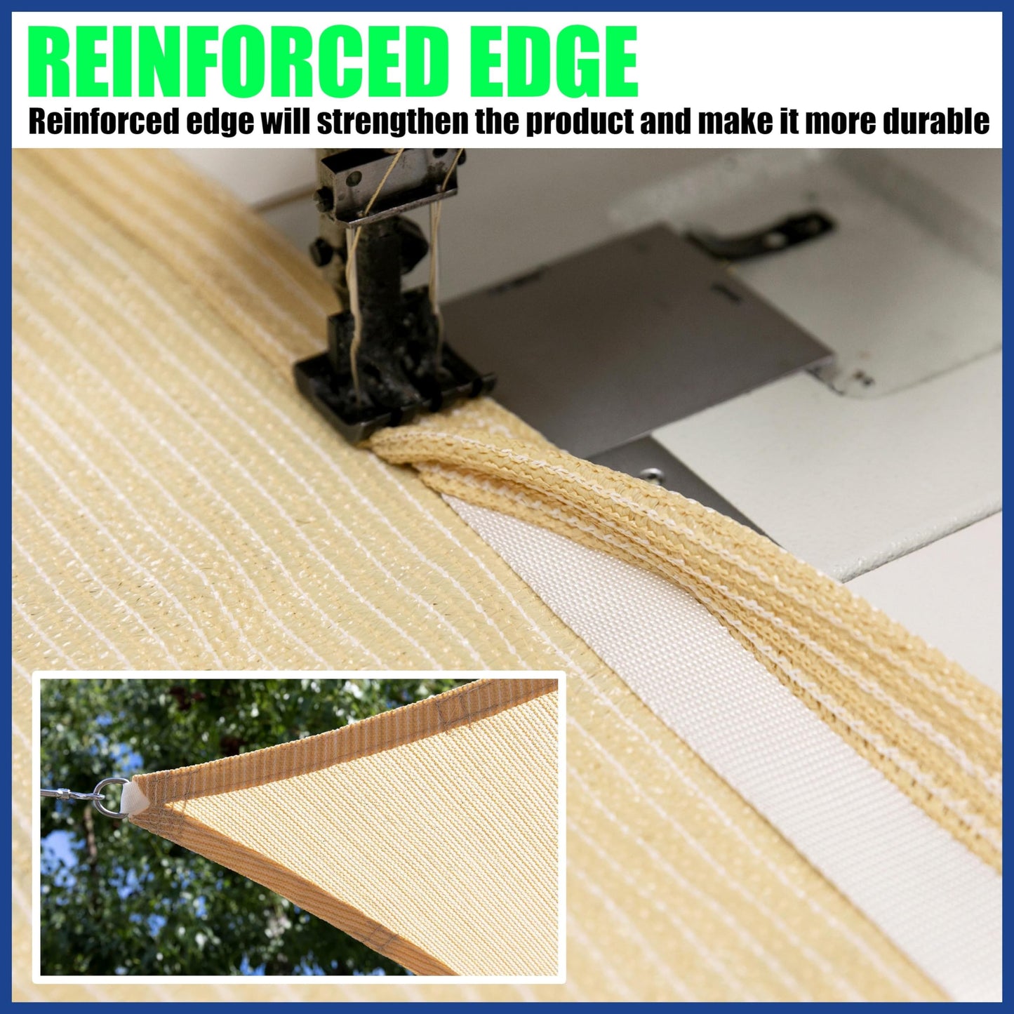 ShadeMart 12' x 12' Beige Sun Shade Sail Square Canopy Cloth Fabric Screen SMSL, Water and Air Permeable & UV Resistant, Heavy Duty, Carport Patio Outdoor - (We Customize Size)
