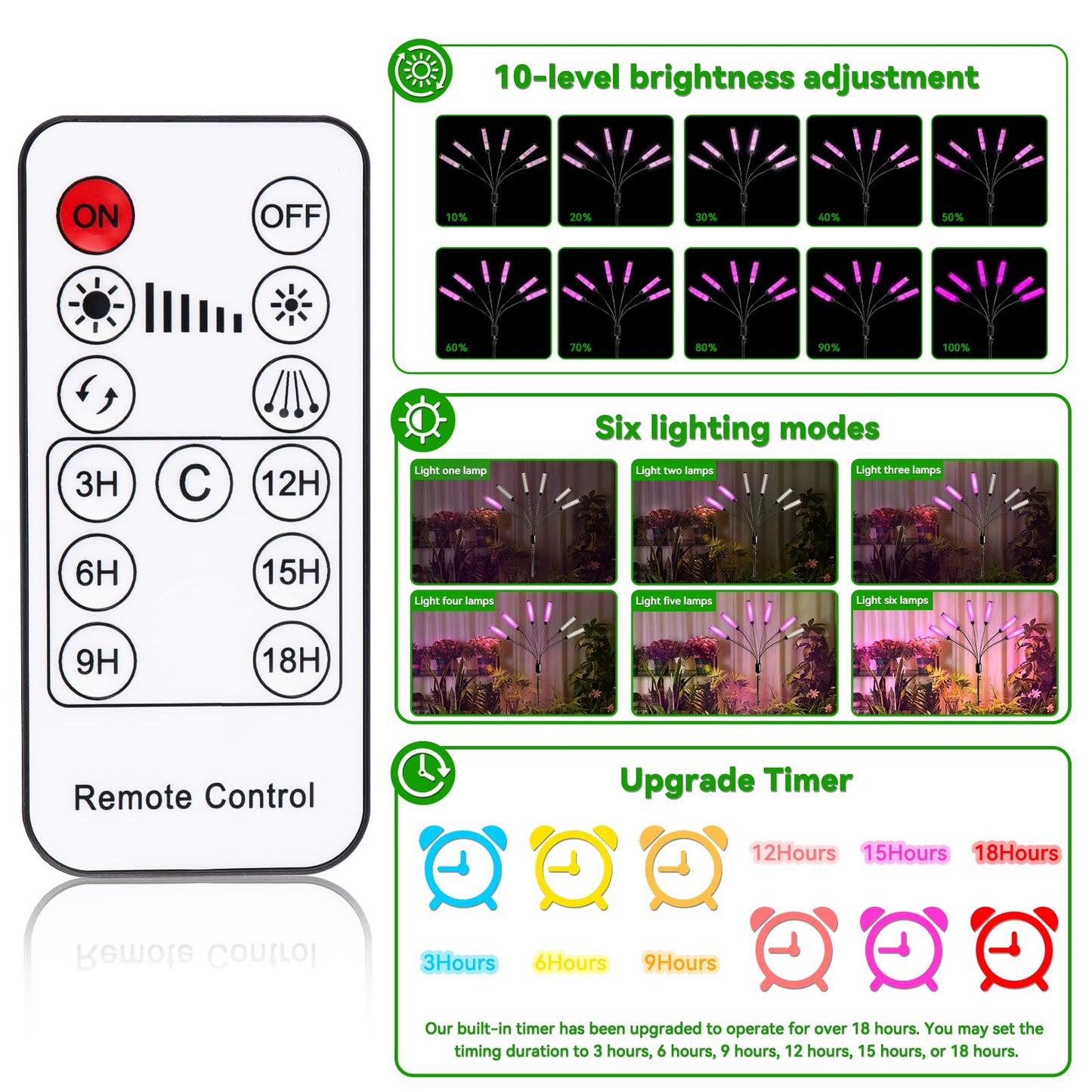 630 LEDs Grow Lights for Indoor Plants, Kalolary Full Spectrum Plant Light with Timer 3/6/9/12/15/18H & 10 Brightness Levels LED Plant Growing Lamps with Tripod Stand