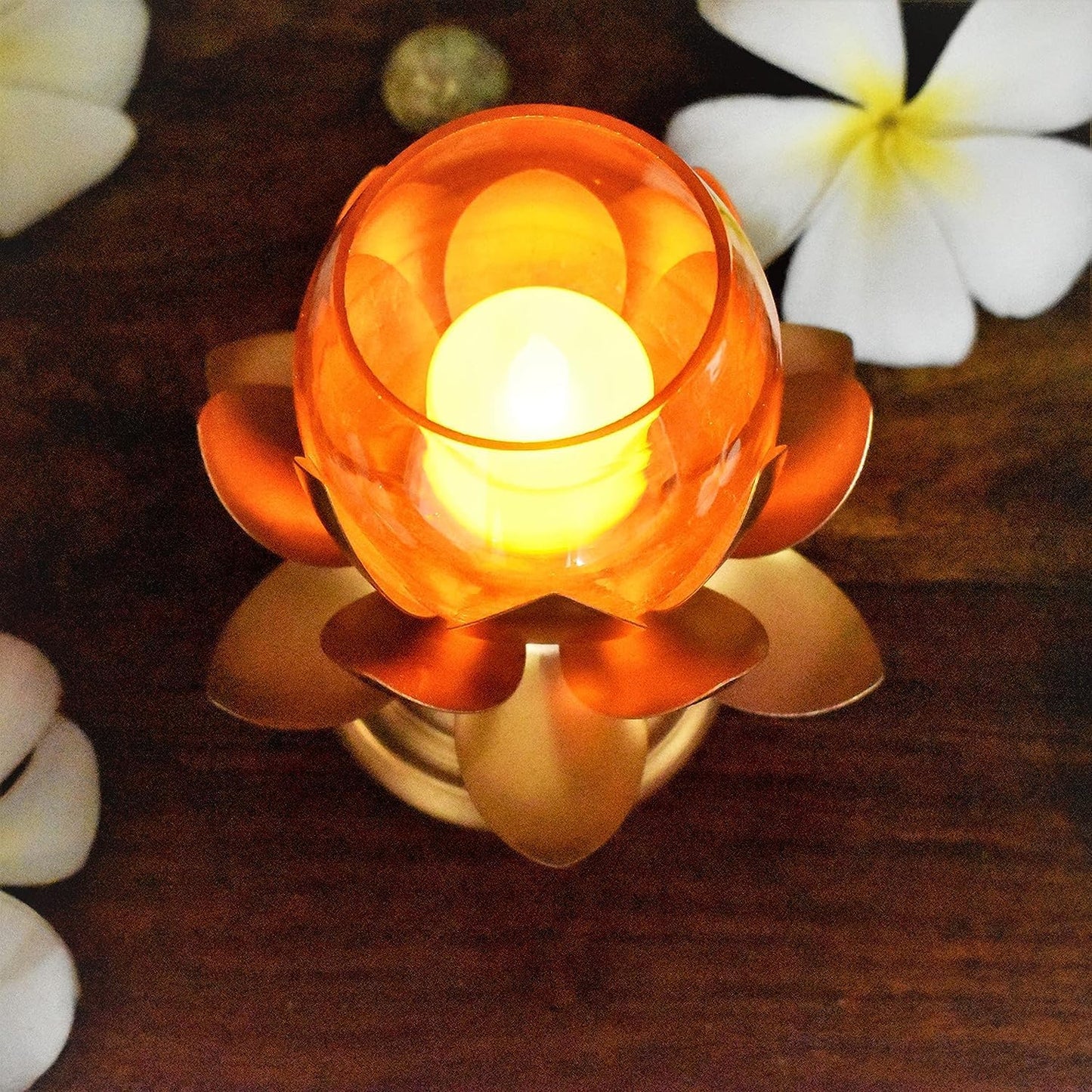 FM Beautiful Lotus Tealight Holder Candle Stand Metal Home Decoration Festival Occasions Diwali Ga (Not Include Candle) (Pack of 2- (Golden) Mini Lotus)