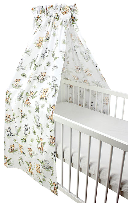 TupTam Baby Cot Canopy with Crown and Bow, Safari/Lion/Brown/Leaves/Green, ca. 160x240 cm